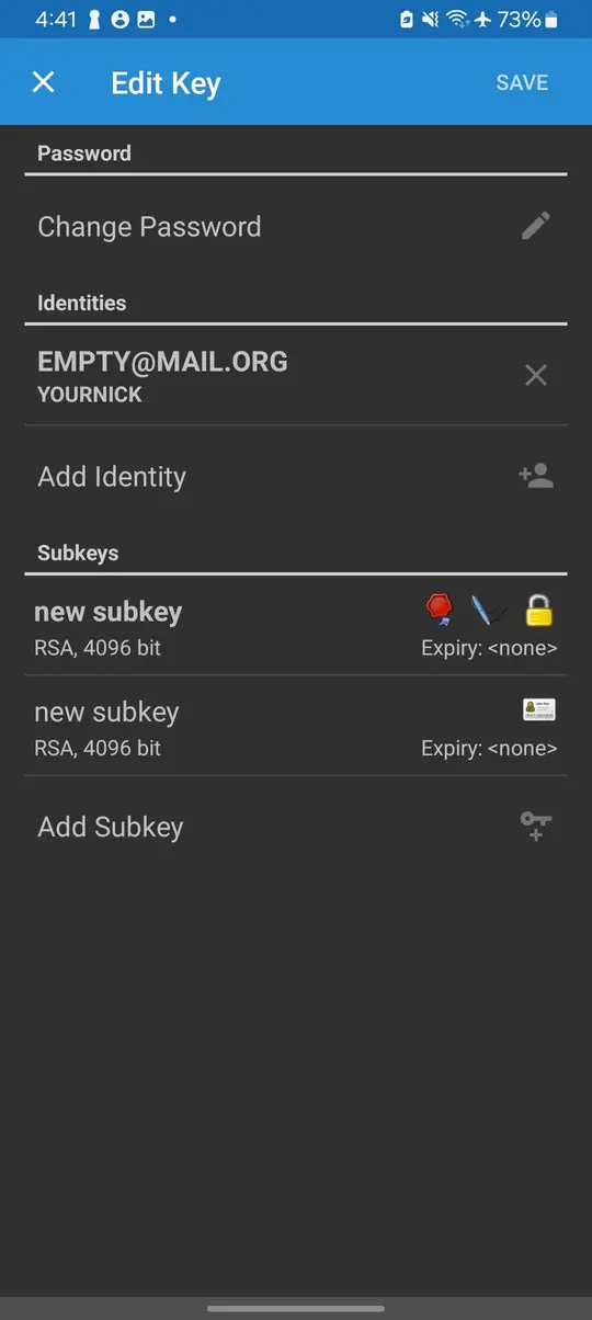 Save changes screen
